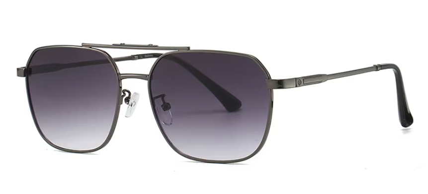 EMRIM Vintage Metal Square Polarized Sunglasses | UV400 Protection | Unisex Designer Shades - Gun Metal Frame with Gradient Black Lenses