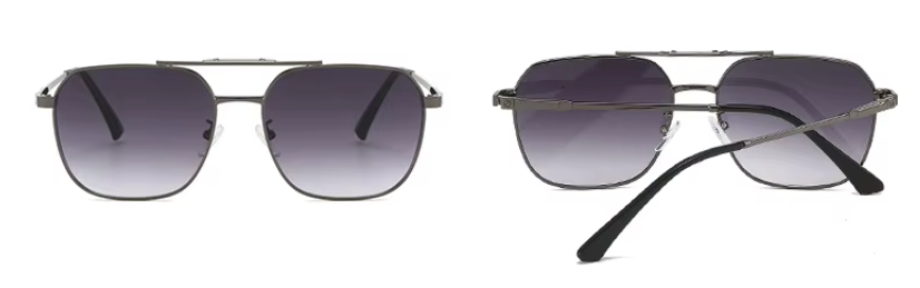 EMRIM Vintage Metal Square Polarized Sunglasses | UV400 Protection | Unisex Designer Shades - Gun Metal Frame with Gradient Black Lenses