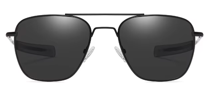 EMRIM Modern Metal Polarized Sunglasses | UV400 Protection | Stylish Unisex Shades - Black Frame with White Temple Tips