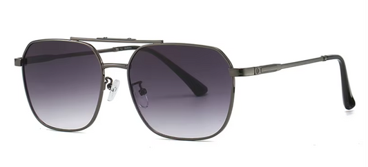 EMRIM Vintage Metal Square Polarized Sunglasses | UV400 Protection | Unisex Designer Shades - Gun Metal Frame with Gradient Black Lenses
