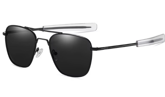 EMRIM Modern Metal Polarized Sunglasses | UV400 Protection | Stylish Unisex Shades - Black Frame with White Temple Tips