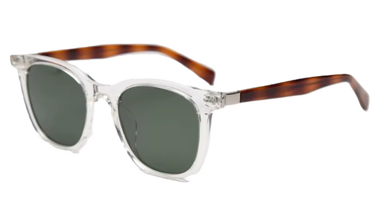 EMRIM Vintage Square Frame Polarized Sunglasses - Clear Transparent Front and Animal Pattern