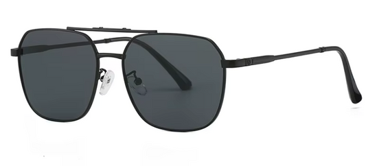 EMRIM Vintage Metal Square Polarized Sunglasses | UV400 Protection | Unisex Designer Shades - Black Frame with Black Lenses
